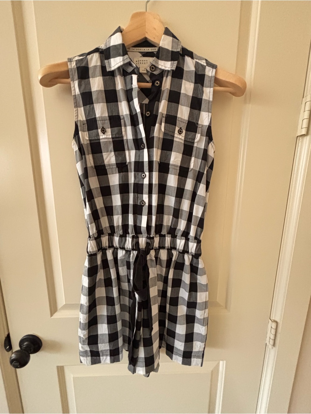 Kate Spade Broome Street Gingham Sleeveless Button-Down Romper [Size XS]